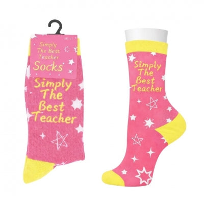 Ladies Cotton Simply The Best Teacher Design Socks 4-7