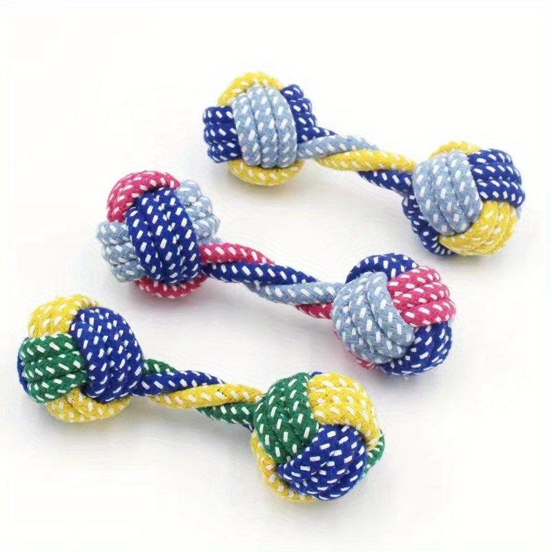 Durable Braided Barbell Pet Grinding Teeth Toy - Perfect for Small and Medium Dogs!