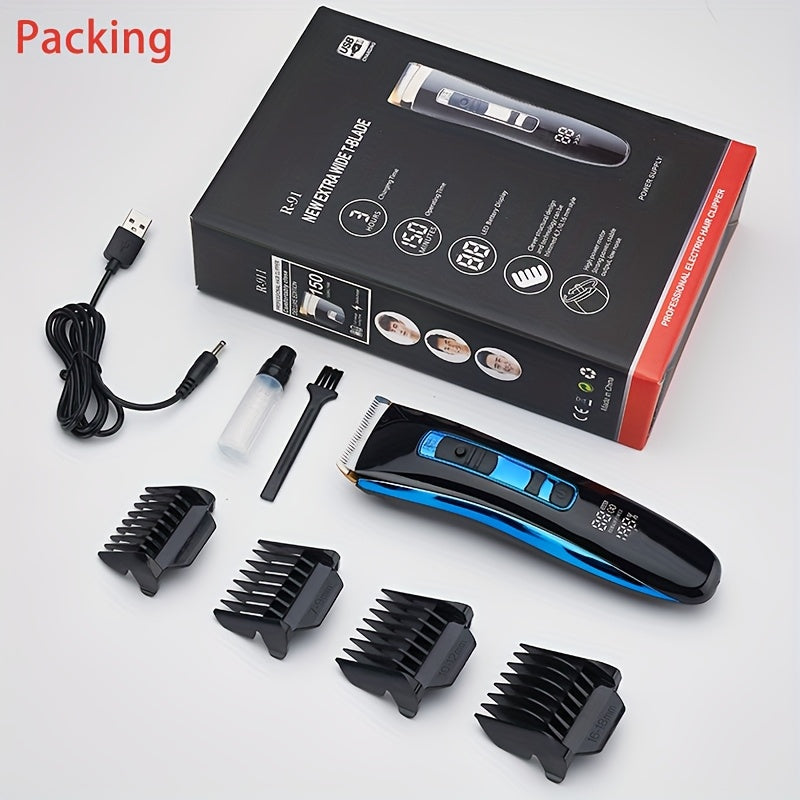 Rechargeable Professional Hair Clippers for Men - Includes LED Display and Grooming Kit - Perfect Father's Day Gift