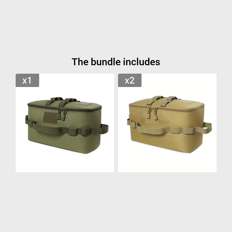 Rugged Comfort| Durable Oxford Cloth Camping Gas Tank Storage Bag with Ground Nail & Cookware Compartments - Portable, Multi-Pocket Design for Outdoor Adventures, Green