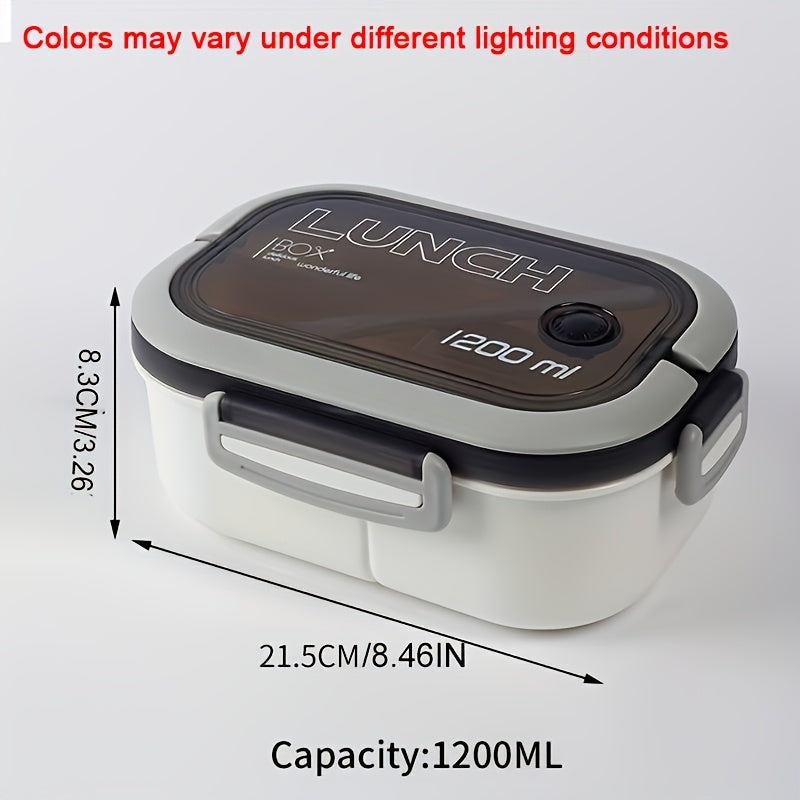1200ml 2-Layers Sealed Lunch Box Fruits Student Office Worker Microwavable Bento Box with Fork Spoon( Without Chopsticks),back to school