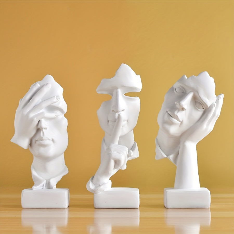 3pcs/set Abstract Face Art Ornaments, light Luxury Character, Living Room TV Cabinet Entrance Office Desktop Decoration, Home Living Room Bar Cafe Decor Ornament, Room Decor Tabletop Display Ornament