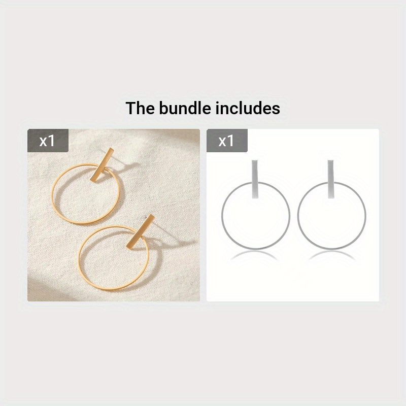 Plated Geometric Circle Drop Earrings Simple Style Jewelry For Women