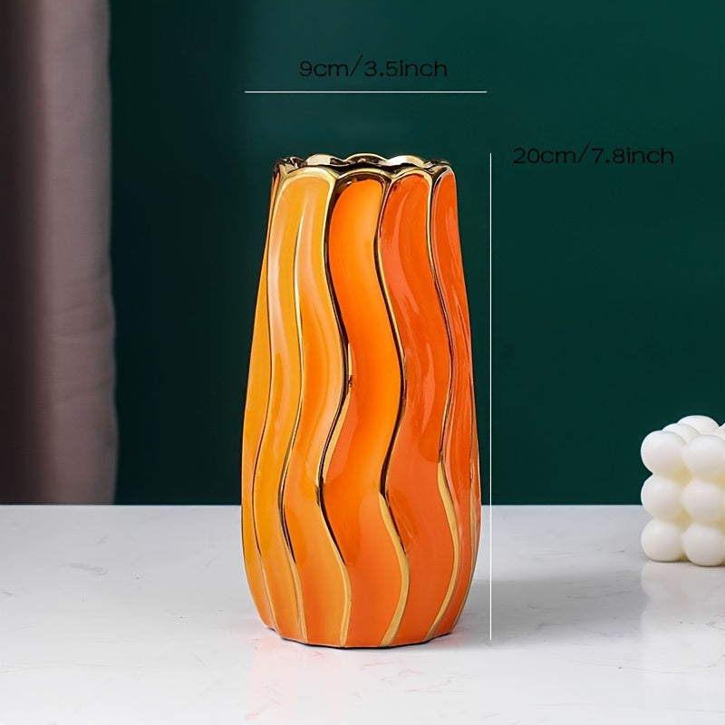 1pc Modern And Simple Ceramic Vase For Flower Arrangement, Suitable For Dining Table, Entrance, TV Cabinet, And Living Room Decoration