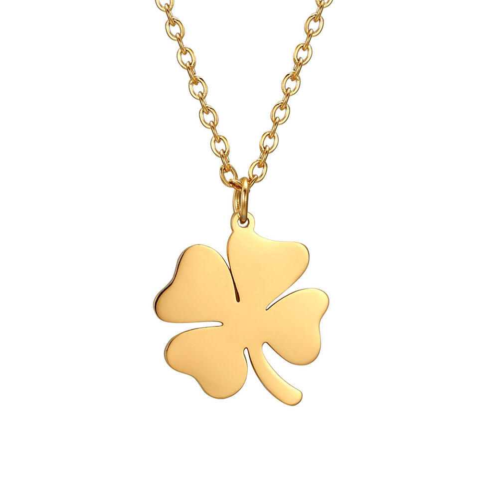 Four-leaf Clover Necklace Lucky Stainless Steel Necklaces For Women Men Pendant Choker Best Wishes Engagement Jewelry
