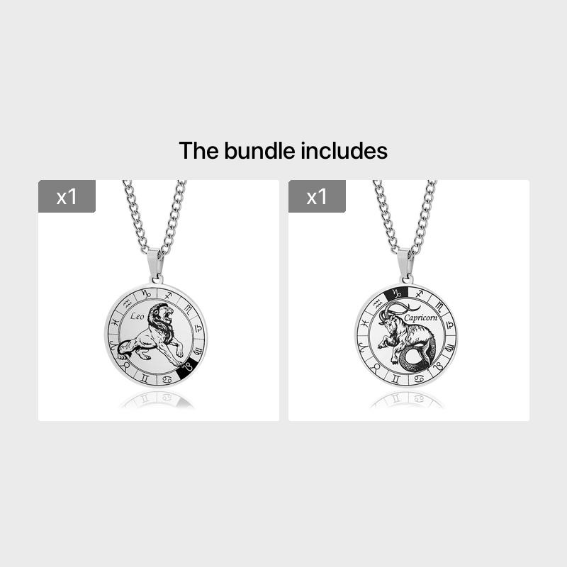 Stainless Steel Star Zodiac Necklace 12 Constellation Coin Pendant Necklace For Men Jewelry Gift For Birthday Anniversary