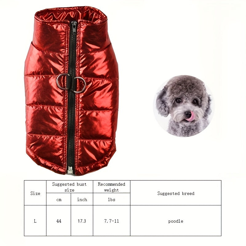 Reflective Waterproof Dog Jacket, Zippered Pet Coat with Belt Loops, 100% Polyester Woven Snow Suit for Small, Mini & Toy Breeds, Random Color