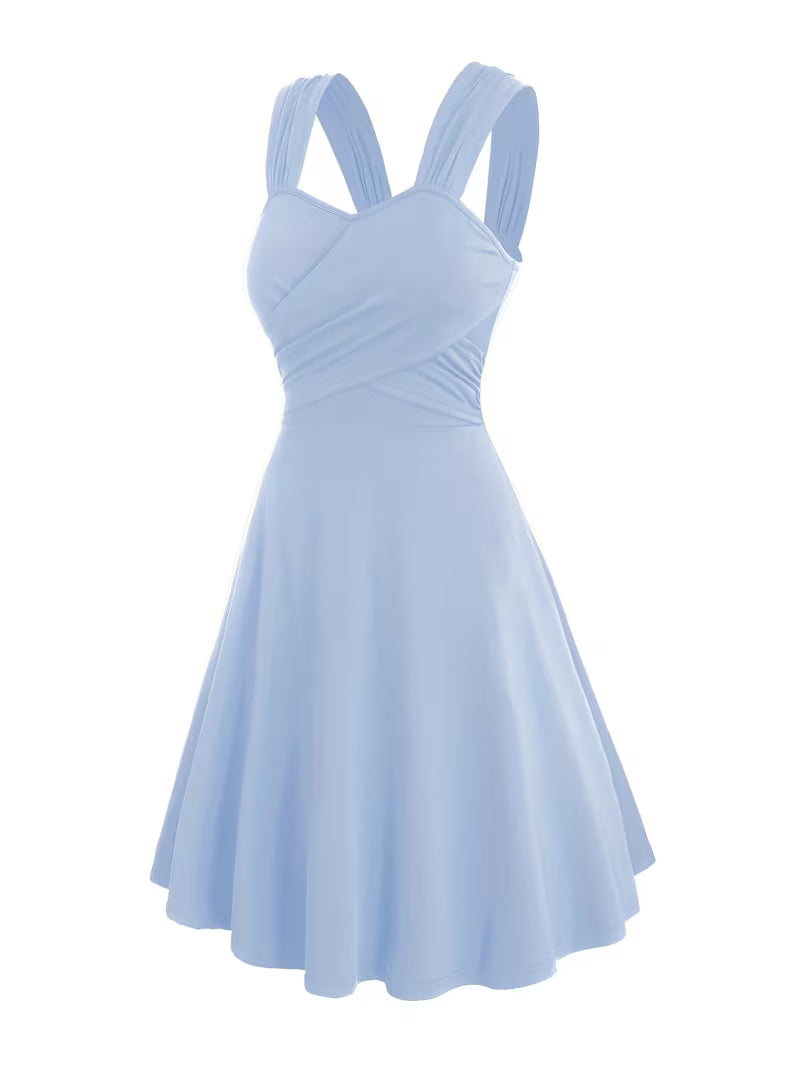 Ruched Cross-Shoulder Strap Dress