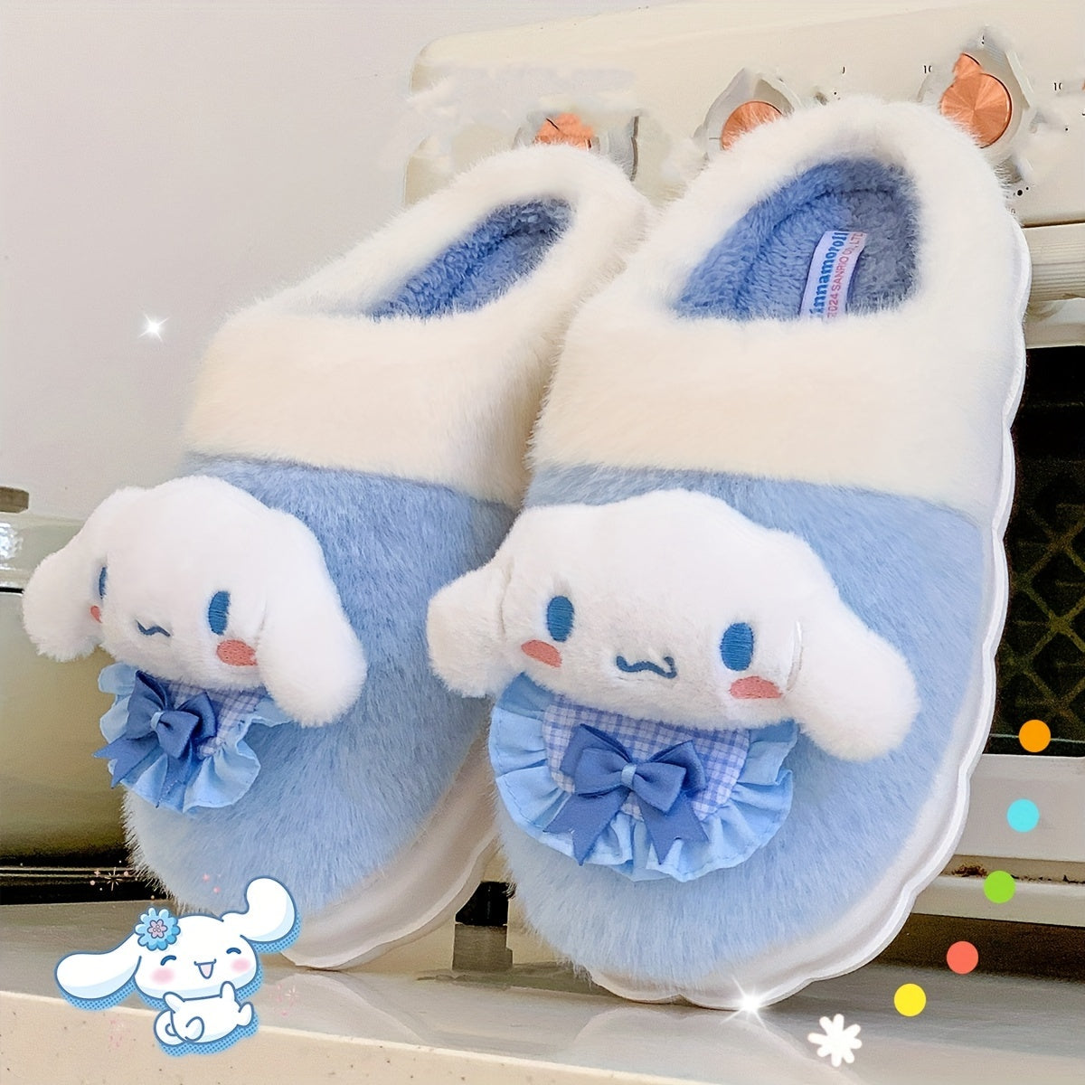 Sanrio Official Licensed & Pochacco Women's Plush Slippers - Cute Anime Character House Shoes with Fuzzy Lining, Soft Fabric Upper & Sole, Winter Warmth for Indoor/ Use, Cozy Casual Footwear for Home & Daily Wear (/Purple/Br