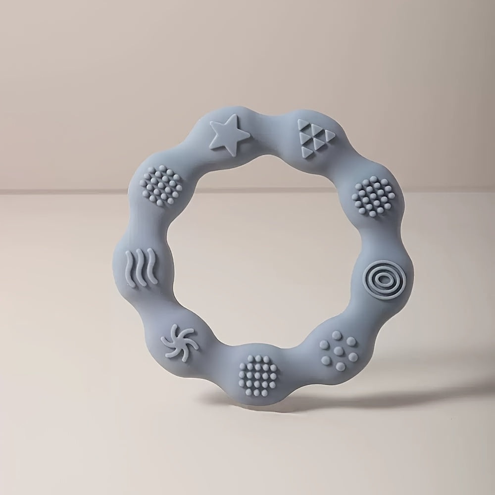 TYRY.HU Baby Teething Ring for 6+ Months - Soft Silicone Teether Toy with Textured, Newborn Gum, Dishwasher - Suitable for 0-2 Years (Bright,,,)
