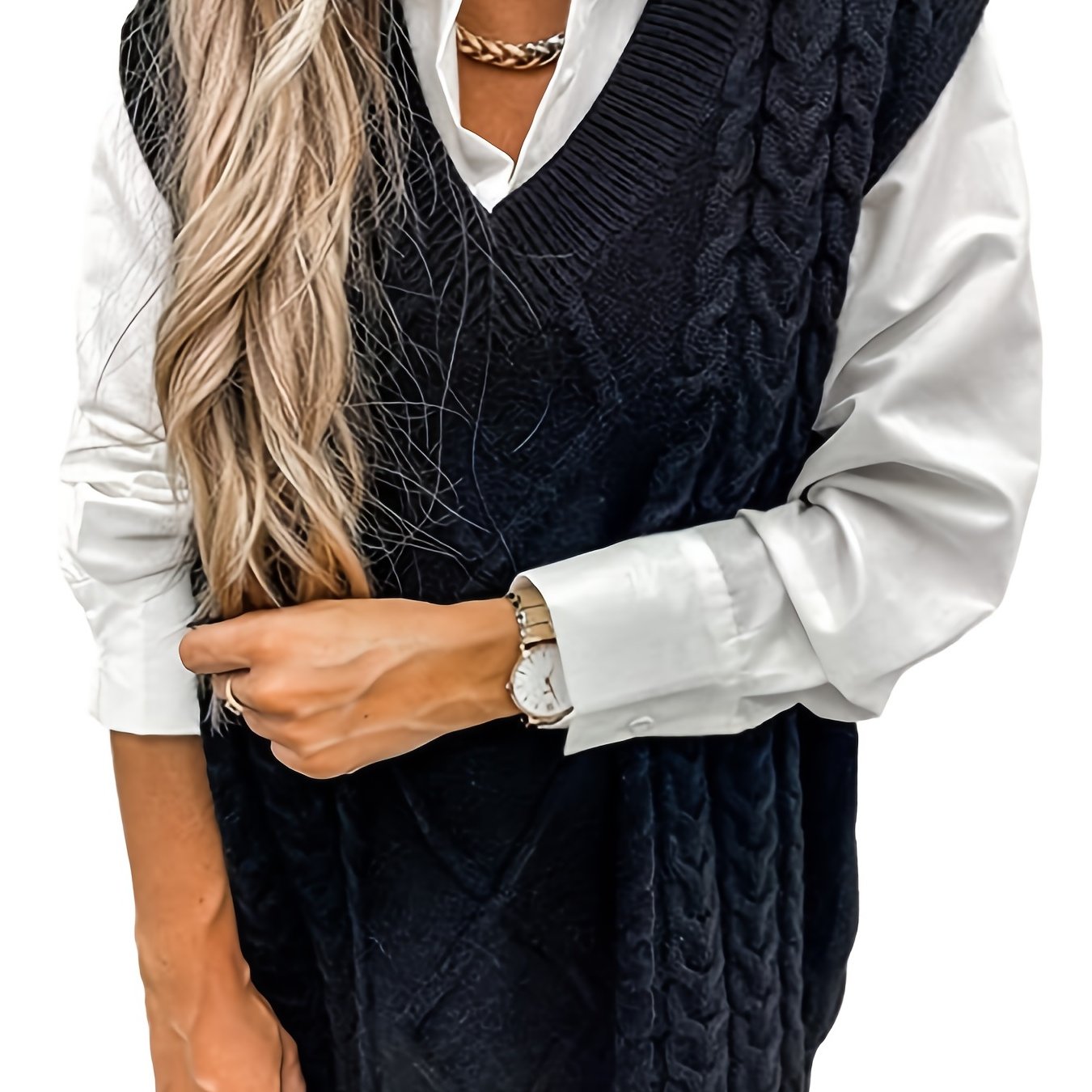 Women'S Sleeveless V-Neck Sweater Vest | Medium Stretch, Rib, Casual Style for Spring/Fall