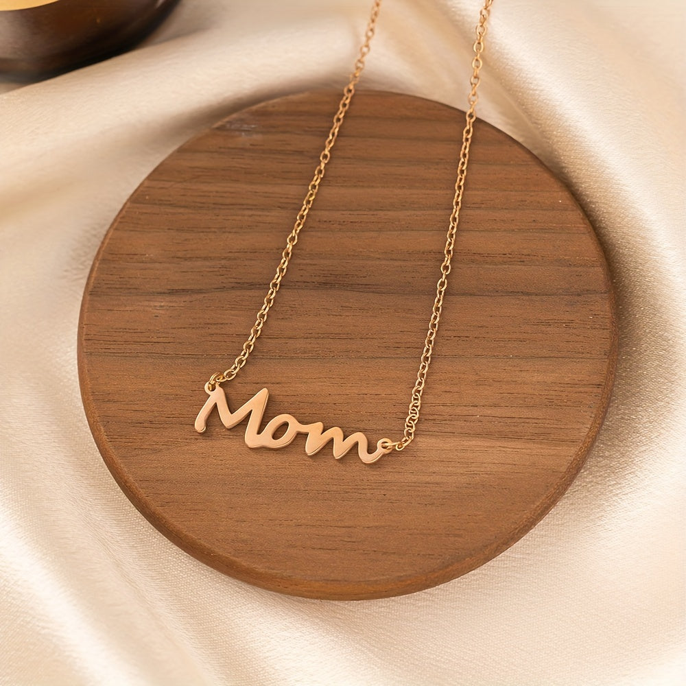 Mini "Mama" Necklace for Women - Golden-Tone Cursive Script Collarbone Chain, Minimalist Everyday Jewelry, Mother's Day Birthday Gift for Mom, Year-Round Wear, Mothers Day Necklace, Elegant Accessory, Delicate Design