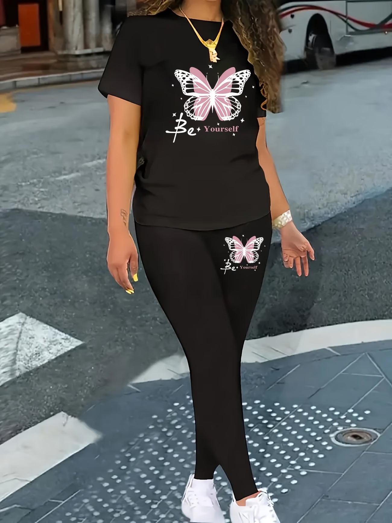 2PC Women Leggings & T-shirt Set