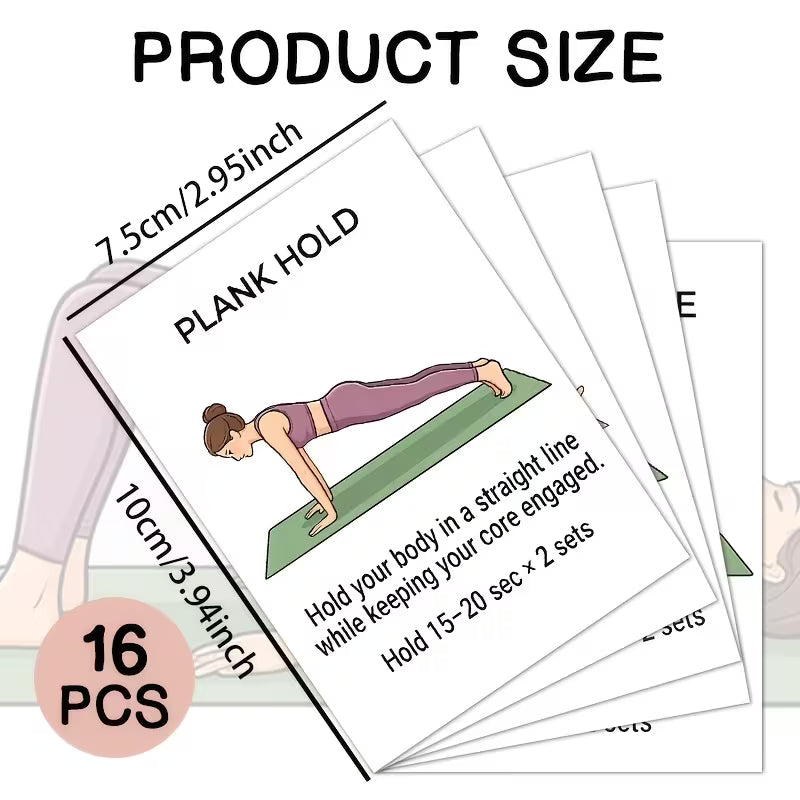 16 Sheets Pilates Exercise Mat Cards