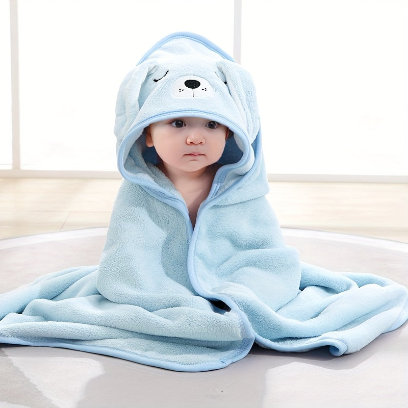 A Super Absorbent Microfiber Baby Bath Towel, Suitable for Infants Aged 0-2 Years, Featuring a Hood, Soft And Comfortable, with a Cartoon Design, Machine Washable, Perfect for Baby Bathing