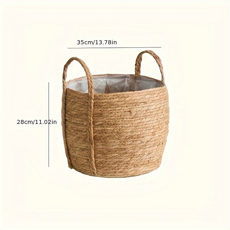 Nordic style seaweed handmade woven flower pot decoration flower arrangement creative minimalist flower basket drum belly rattan woven basket