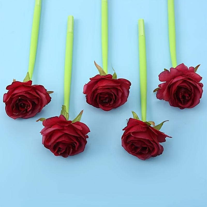 1pc Red Rose Silicone Craft Pen Valentine's Day Flower Gel Pen