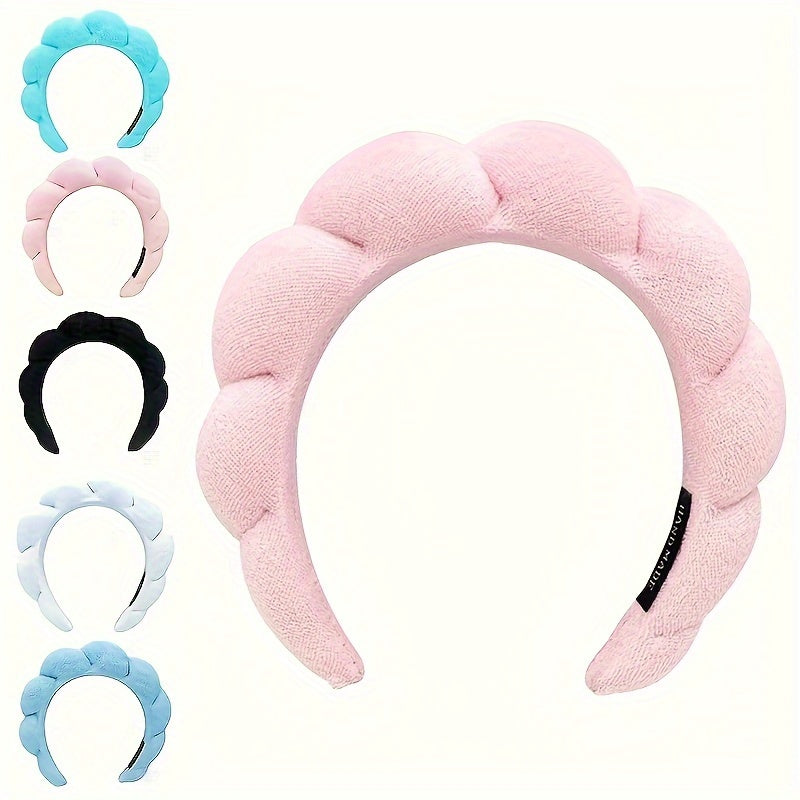 Headband for Women, Sponge Spa Headband for Washing Face, Makeup Headband Skincare Headband Puffy Spa Headband, Terry Towel Cloth Fabric Head Band for Skincare, Makeup Removal