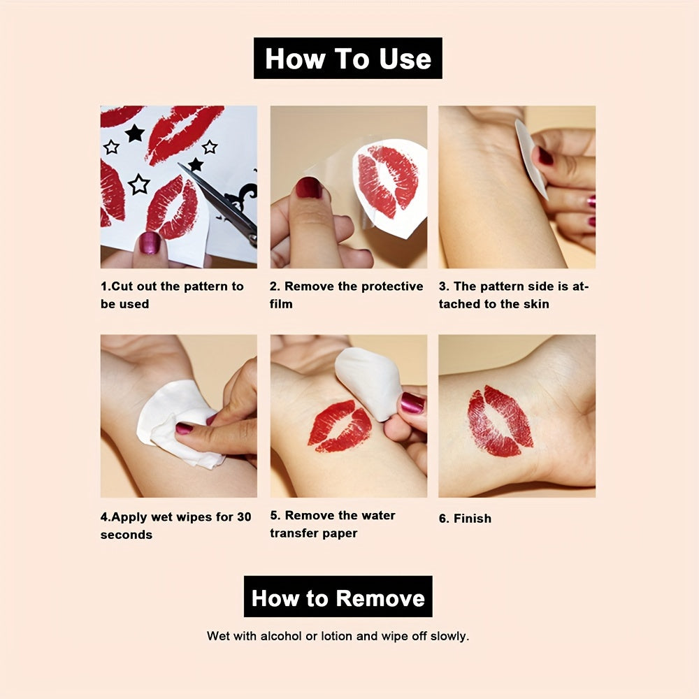 Finger Tattoo Waterproof Temporary Tattoo Sticker Rose Flower Flame Thorn Love Arrow Butterfly Cute Text Totem Body Art Arm Fake Tattoos for Women Men Neck Wrist