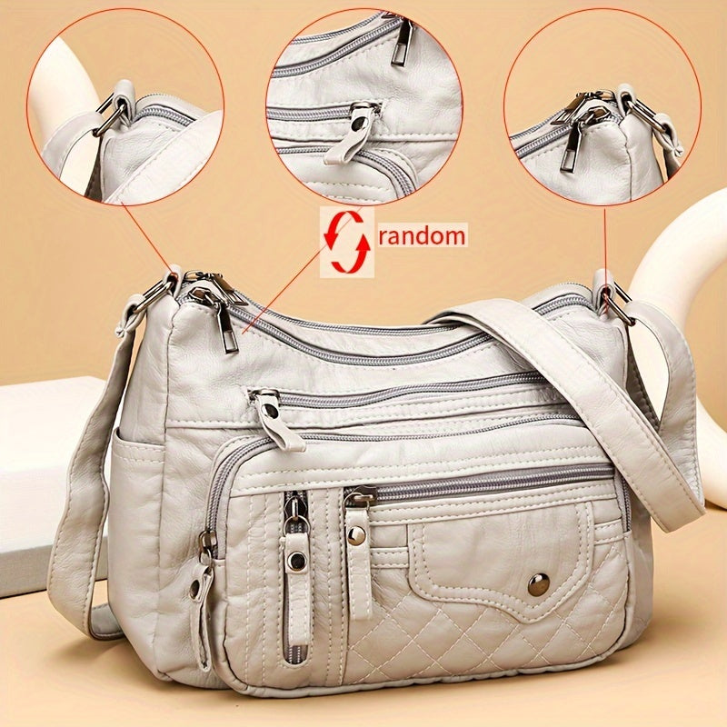 8108 Large Capacity Soft Bag Single Shoulder Crossbody Bag Flower Shape Random, Shoulder Strap Direction Random, Pull Head Direction Random