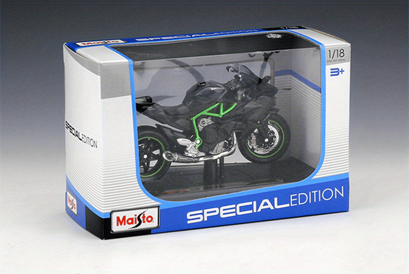 Kawasaki H2 R Ninja 1:18 Scale Die-Cast Motorcycle Model - Collectible Toy for Hobbyists, Black for winter