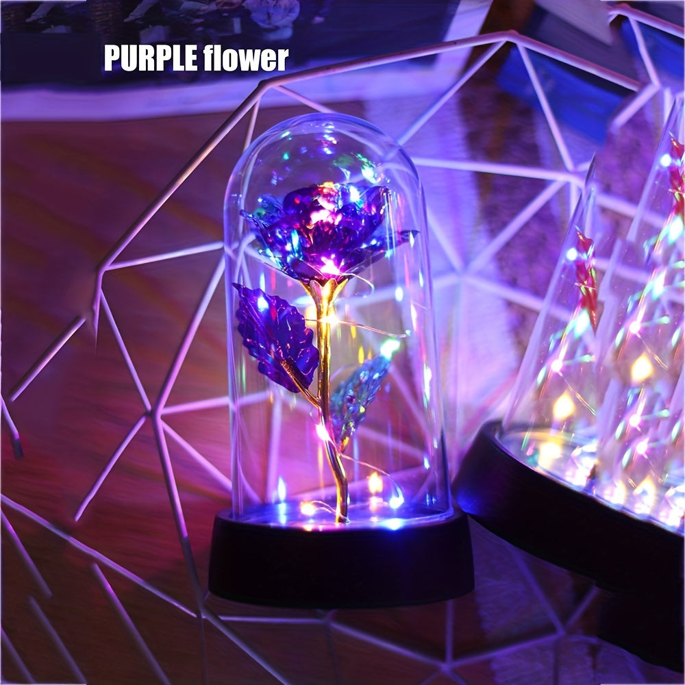One Piece of Contemporary LED Rose Flower Night Lamp Featuring a Plastic Cover, Powered by Batteries, Ideal for Tabletop Decoration in Bedrooms And Homes. This Rose Lamp Is Perfect for Occasions Like Valentine'S Day, Mother'S