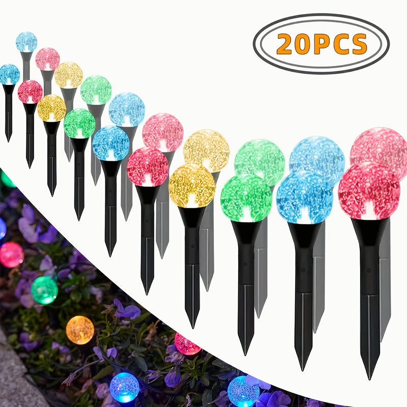 20pcs Solar Garden Lights, Outdoor Lawn Lamps with 8 Lighting Modes, Automatic On/Off, Metal Construction, Flower Theme, Push Button Control, Ideal for Christmas, Weddings, Parties, Camping, Birthday Decorations, Outdoor Deco