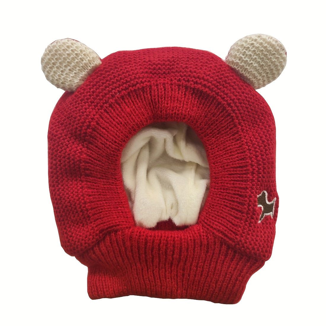 1pc Children's Knit Hat, Warmer Pullover Cap With Cute Ear Fleece Lined For Baby Boys & Girls In Autumn Winter