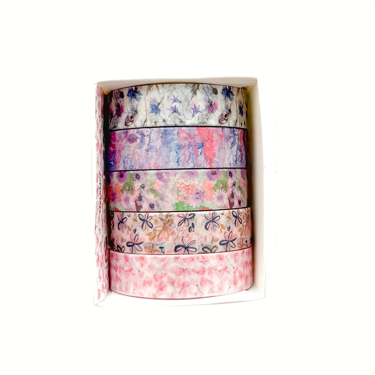 5 Rolls of Washi Tape Flower Series Tear-Off Traceless Decorative Sticker Tape Suitable for Diaries, Photo Albums, Schedules and Party Decorations