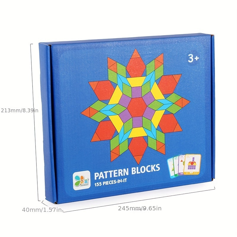 155-Piece Large-Scale Wooden Geometric Tangram Puzzle Board Toy Set - Develops Problem-Solving Skills, Enhances Spatial Awareness, and Fosters Creative Thinking - Perfect for Early Childhood Education and Home Learning