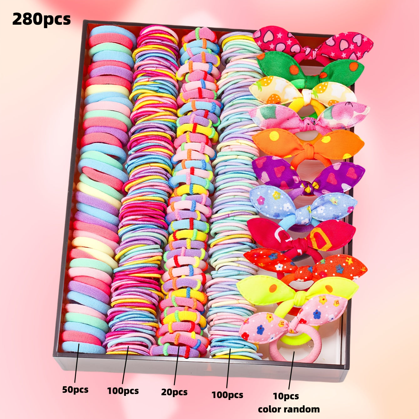 914/879/869/864/280pcs/set Kawaii Colorful Cartoon Hair Accessories Set, includes cartoon hair clips, claw clips, BB clips, rhinestone flower clips, various hair ties, scrunchies, and headbands - essential for daily cute styl