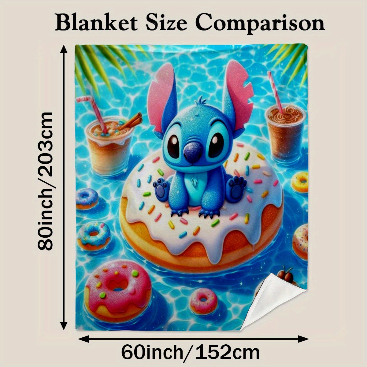 1pc Stitch Cartoon Plush Blanket - Soft Flannel, Warm & Cozy, Ideal Gift for Birthdays, Holidays, and Anniversaries, Perfect for Home Decor, Vacation Homes, Entertainment, Car, Bedroom, Sofa, Stuffed Animal & Plush Toy Set, S