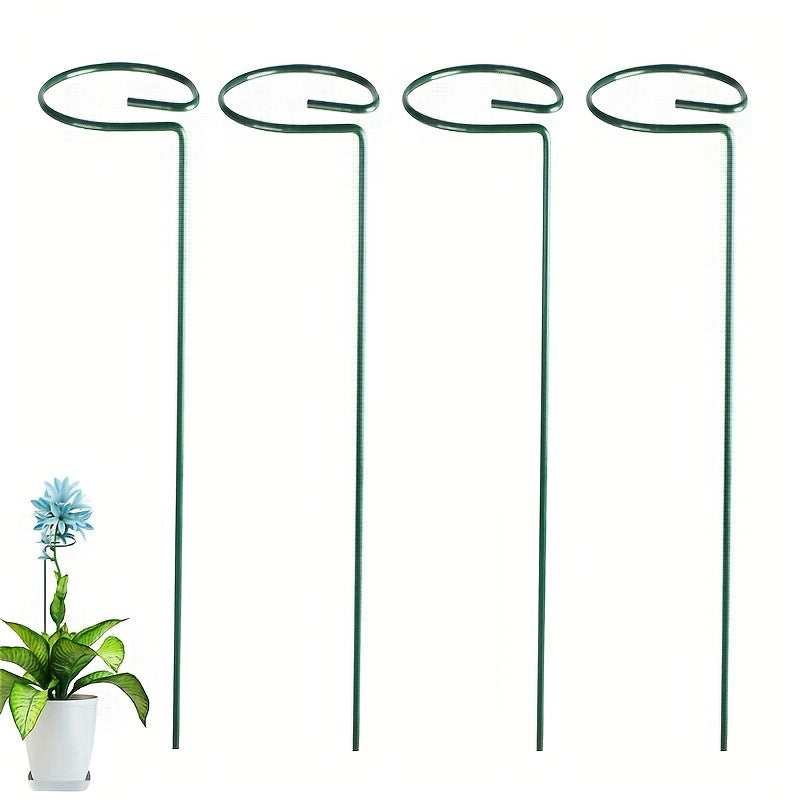 2pcs, Lake Blue Iron Plant Support Poles - Sturdy Stakes for Flower Gardens, Adjustable Ring Hoops, Plant Stick Supports for Healthy Growth - Durable, Rust-Resistant, Easy to Install