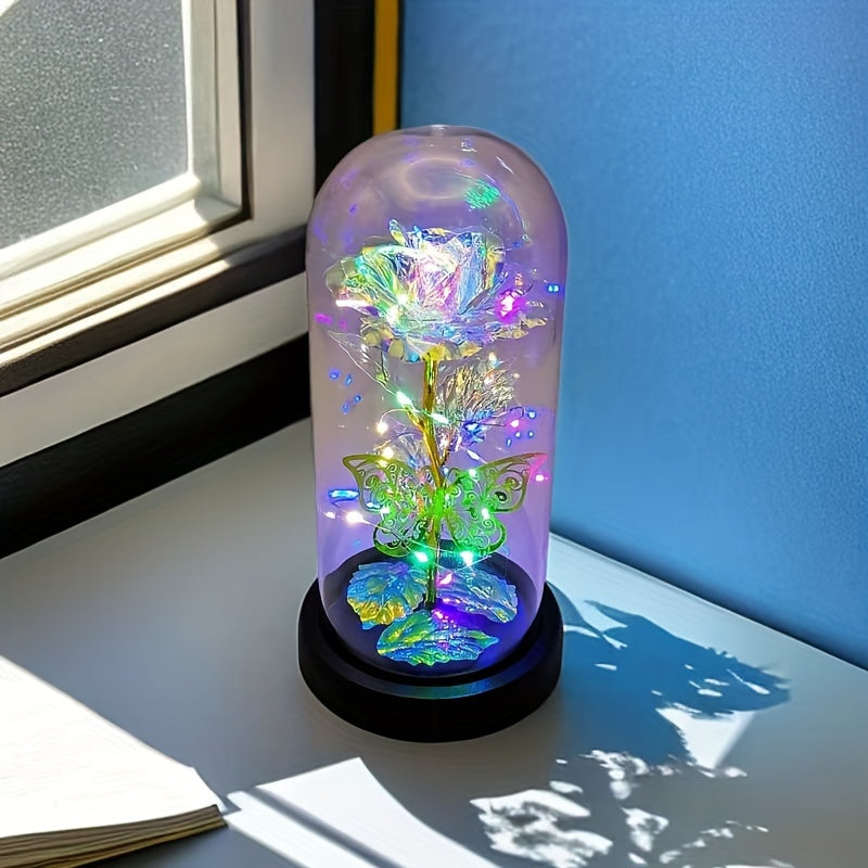 1pc Exquisite Hollow Butterfly LED Rose Cover - Illuminated, Decorative, and Romantic Gift for Valentines Day, Mothers Day, Wedding, Back-to-School, Holiday, Party, Mom, and Scene Layout Occasions