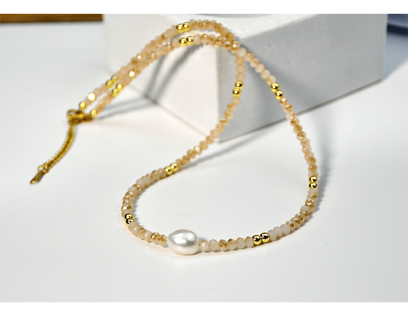 Natural Freshwater Pearl Beaded Necklace Boho Style Adjustable Neck Chain Everyday Jewelry Gift