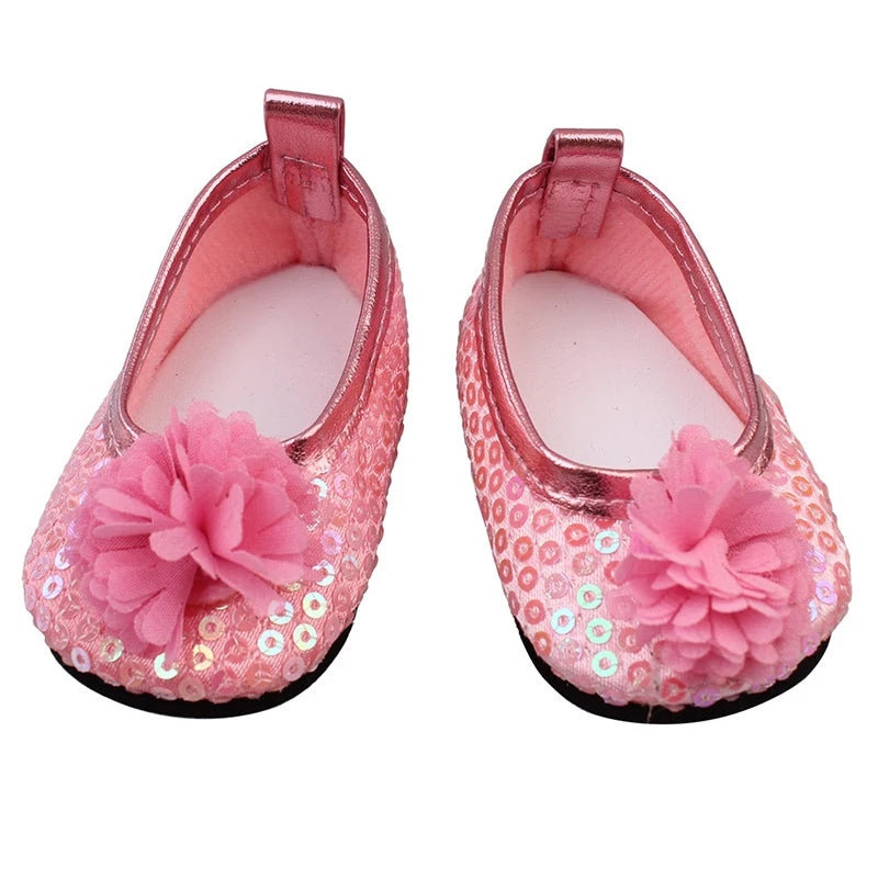 7cm Sequins Doll Shoes Cute Flower Star Panda Shoes For 18inch American Doll,1/3 BJD 43cm Baby Newborn Girl Dolls Toy Gift