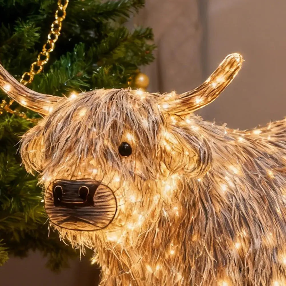 Highland Cow Ornament Led Light-up Highland Cow Ornament Glowing Cattle Statue for Indoor Outdoor Decor Garden Lawn Farmhouse