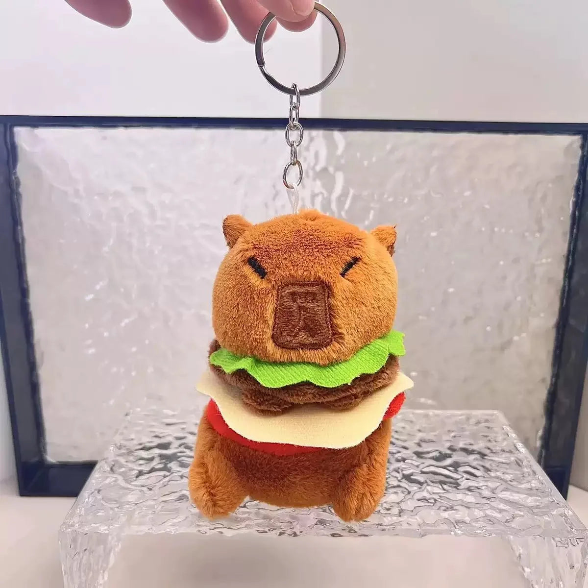 22cm Kawaii Capybara Plush Toys Lovely Hamburger Capybara Pillow Cute Capybara with Swim Rings Stuffed Kawaii Toy Creative Gifts