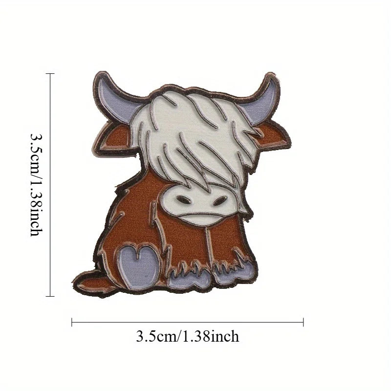 Cute Highland Cow Alloy Enamel Pin - Whimsical Farm Animal Accessory