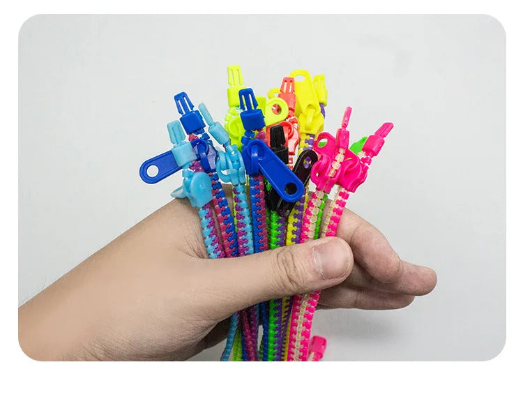 15Pc Colorful Antistress Zipper Bracelet Sensory Fidget Toy for Kids Birthday Party Favors Baby Shower Goodie Bag Halloween Gift
