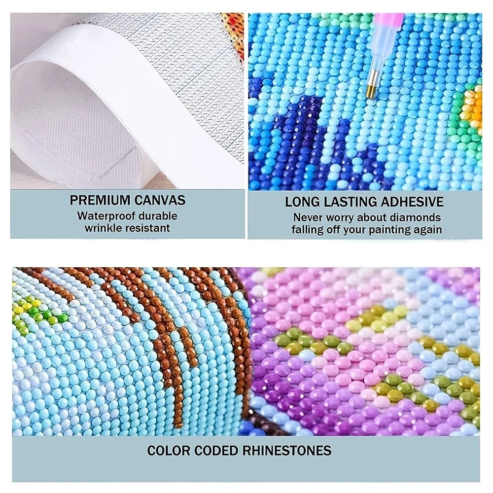 1pc Cartoon 3D Diamond Painting Random Picture Diamond Embroidery Full Drill DIY Home Decor Gifts 30x40cm/11.8x15.8in