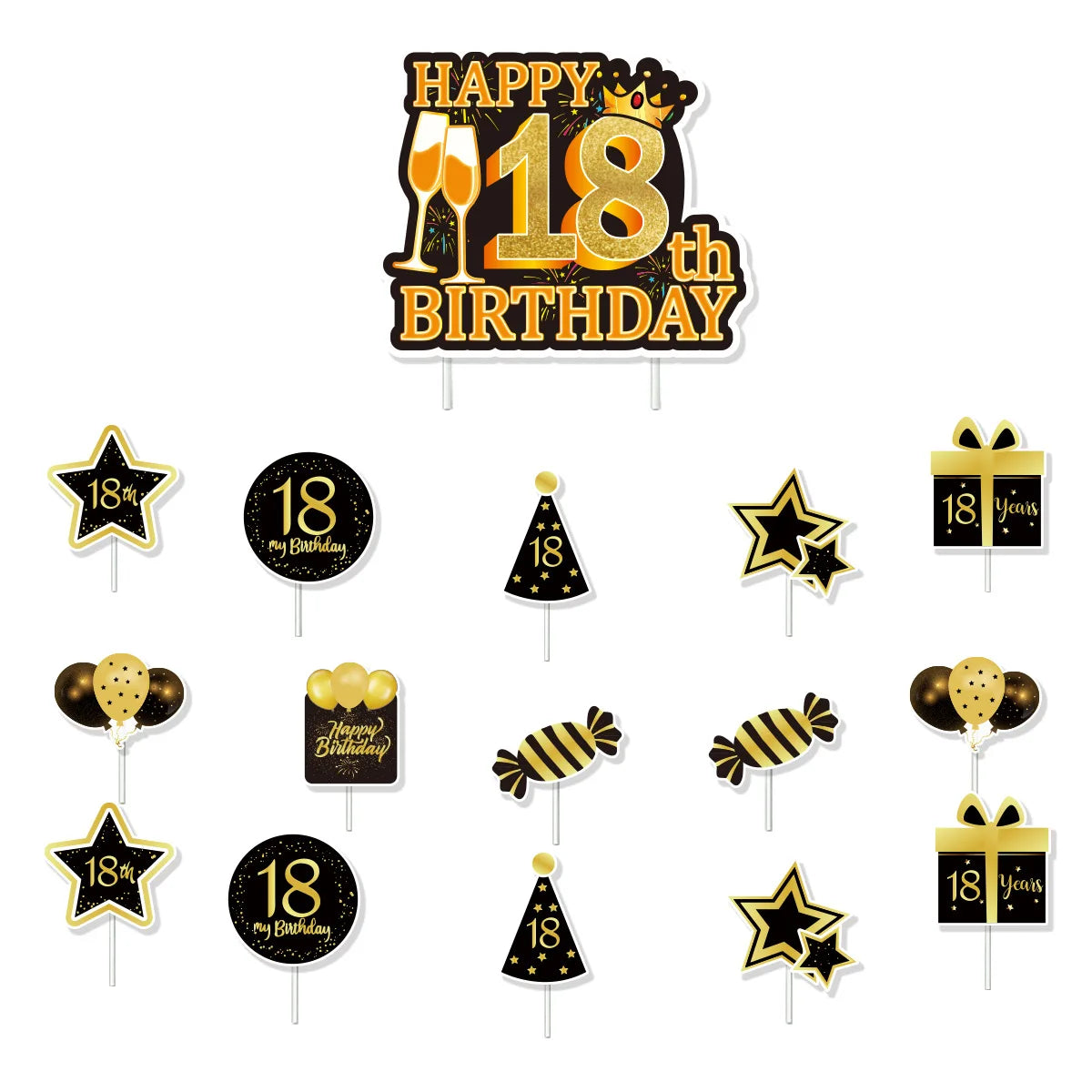 18th Birthday Party Supplies Black Gold 18th Birthday Plates Napkins Dinnerware for Boys Girls 18 Years Old Birthday Party Decor