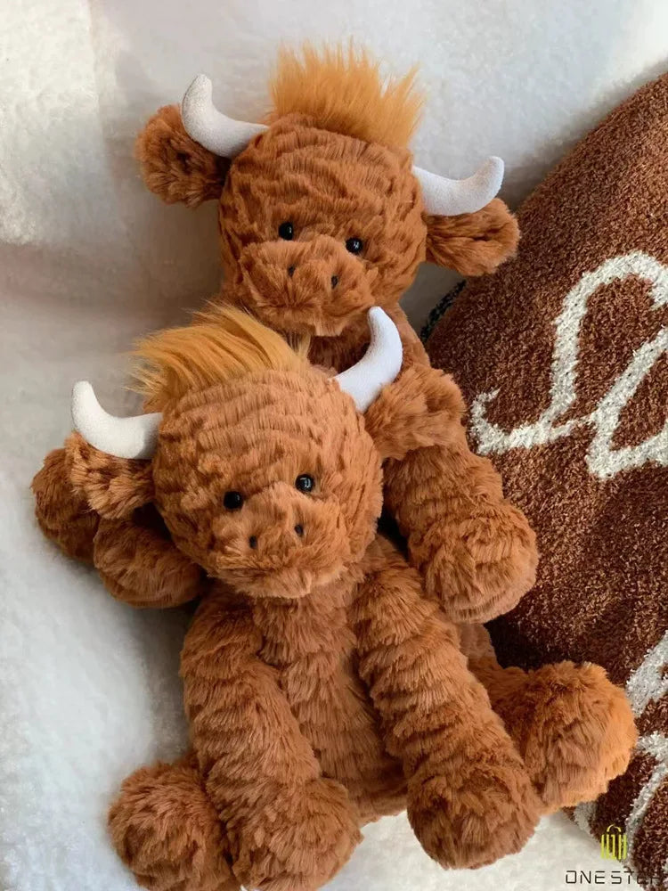 Cute Scottish Highland Cow Plush Toy Haired Cow Stuffed Animal Cartoon Cattle Super Soft Huggable Farm Animal Toy Gift for Kids