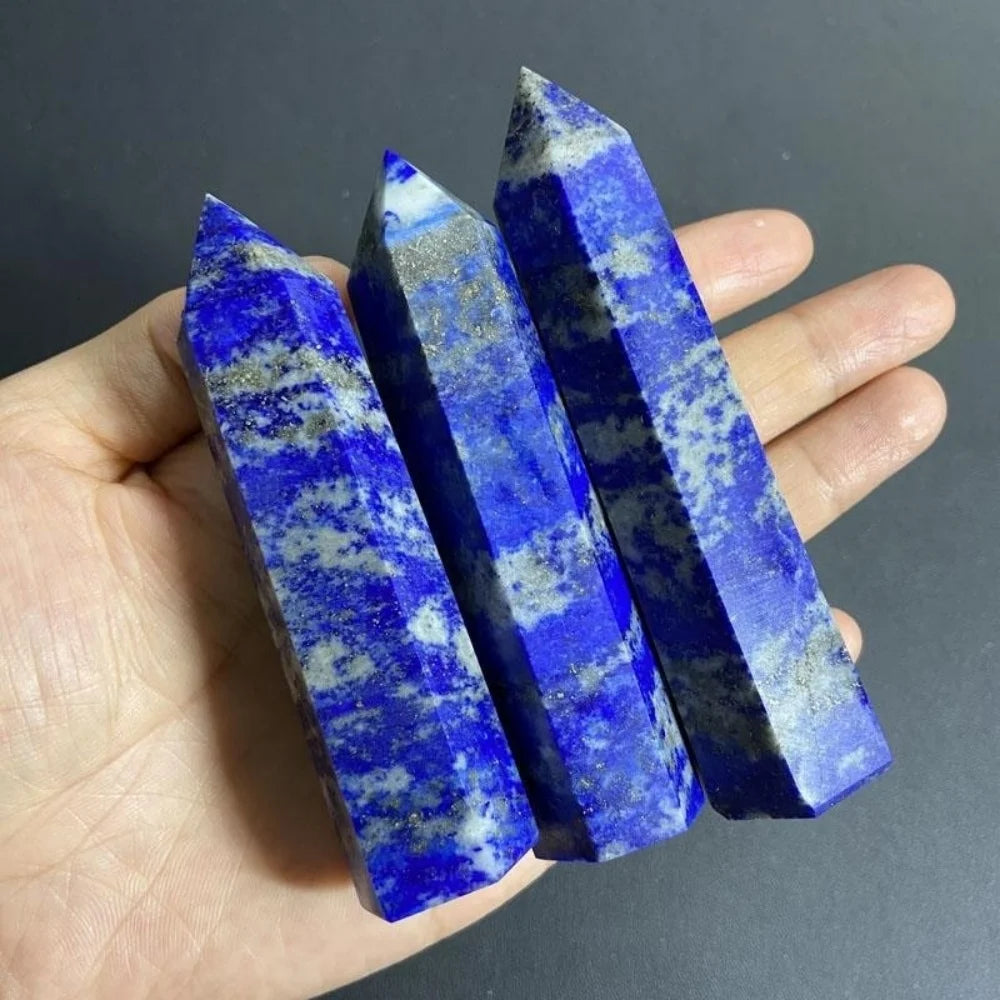 lapis lazuli Wands Crystals Stone Polishing Obelisk Reiki Healing Energy Stone Hexagonal Point Gemstones witchcraft Tower Crafts