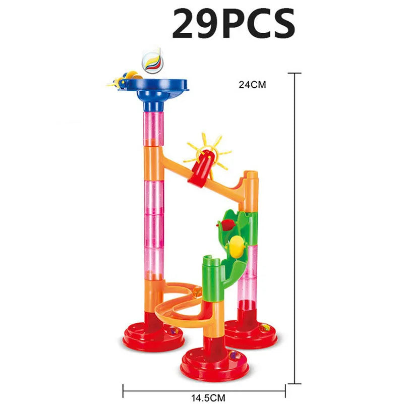 29/80/105Pcs Marble Run Race Track Building Blocks Kids 3D Maze Ball Roll Toy DIY Marble Run Race Coaster Set Christmas Gifts