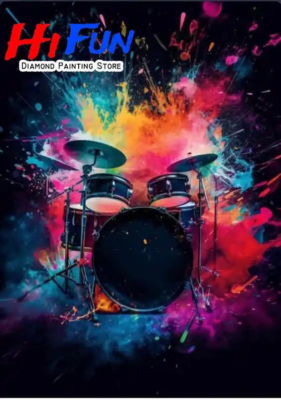 5D Diamond Painting Jazz Music Street Art with Drums Handmade Diamond Embroidery Cross Stitch Living Room Bedroom Decoration