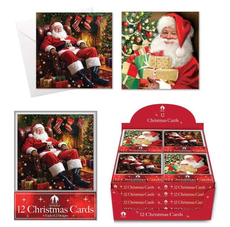 Christmas Acetate Traditional Santas 12 Cards