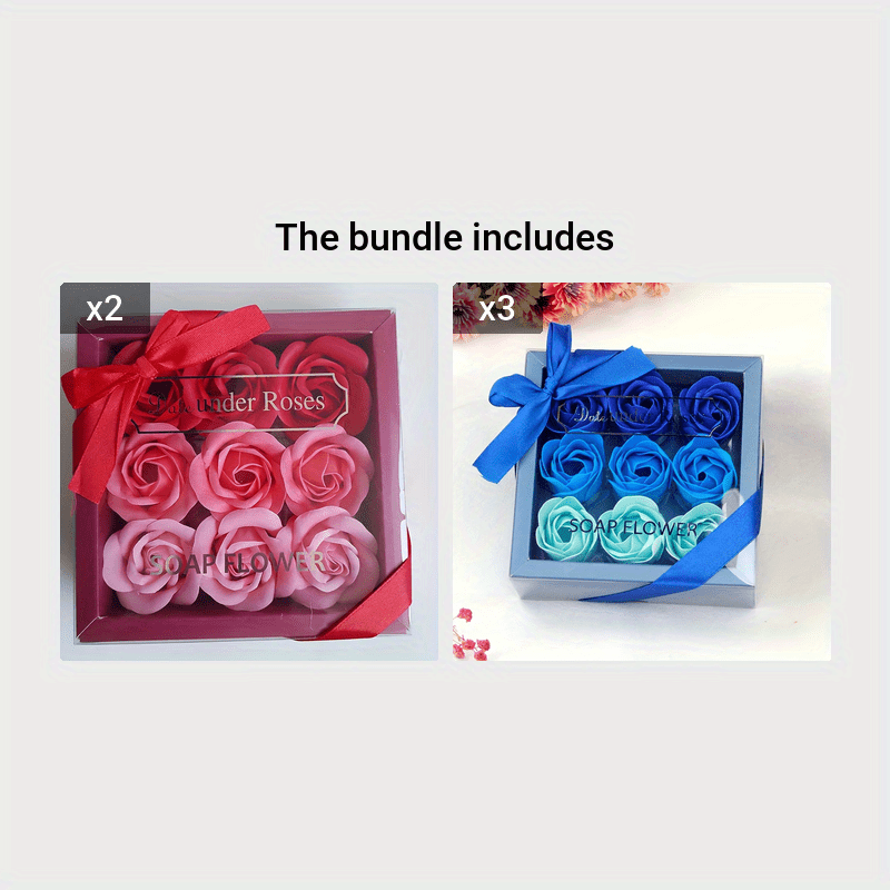 9pcs, Roses Soap Flower Gift Box Christmas Gift Mother's Day Valentine's Day Gift Box Wedding Housewarming Bridesmaid Gift Activity Small Gift