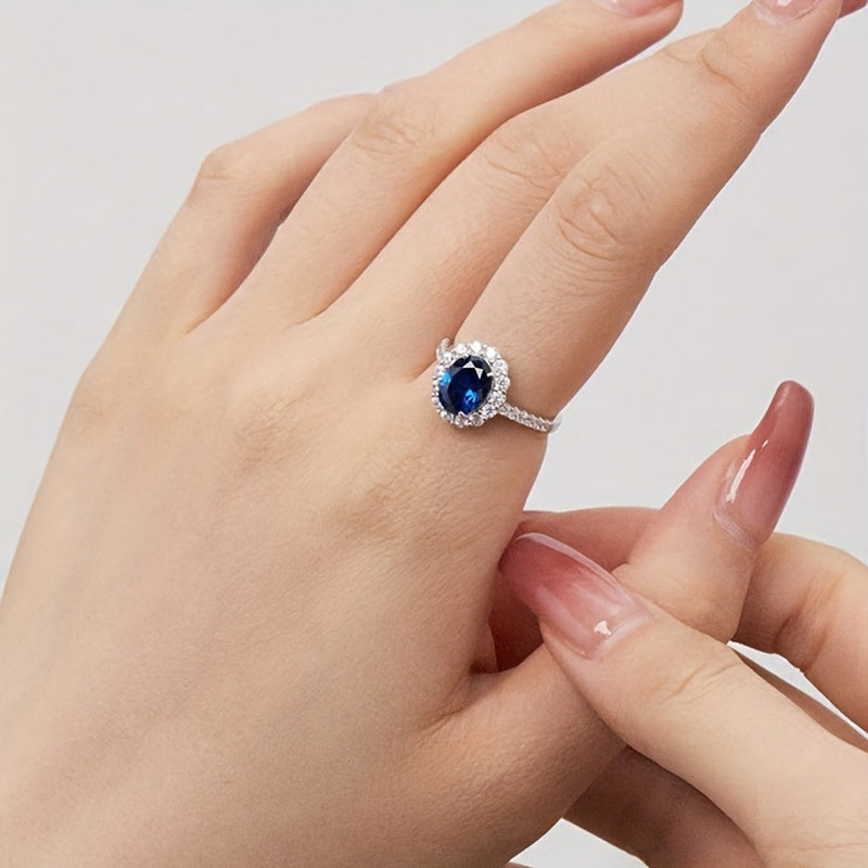 1.8g Fashion S925 Pure Silvery Four-Claw Flower Round Oval Geometry Engagement Bride Gift Jewelry