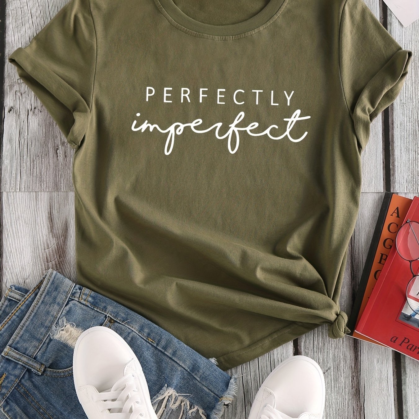 Letter Print Crew Neck T-shirt, Casual Loose Short Sleeve Summer T-Shirts Tops, Women's Clothing